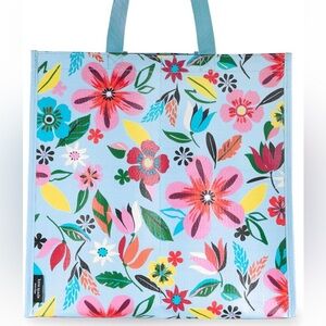 kate spade Light Blue Floral Grocery  Tote with Pink and Red Blooms
